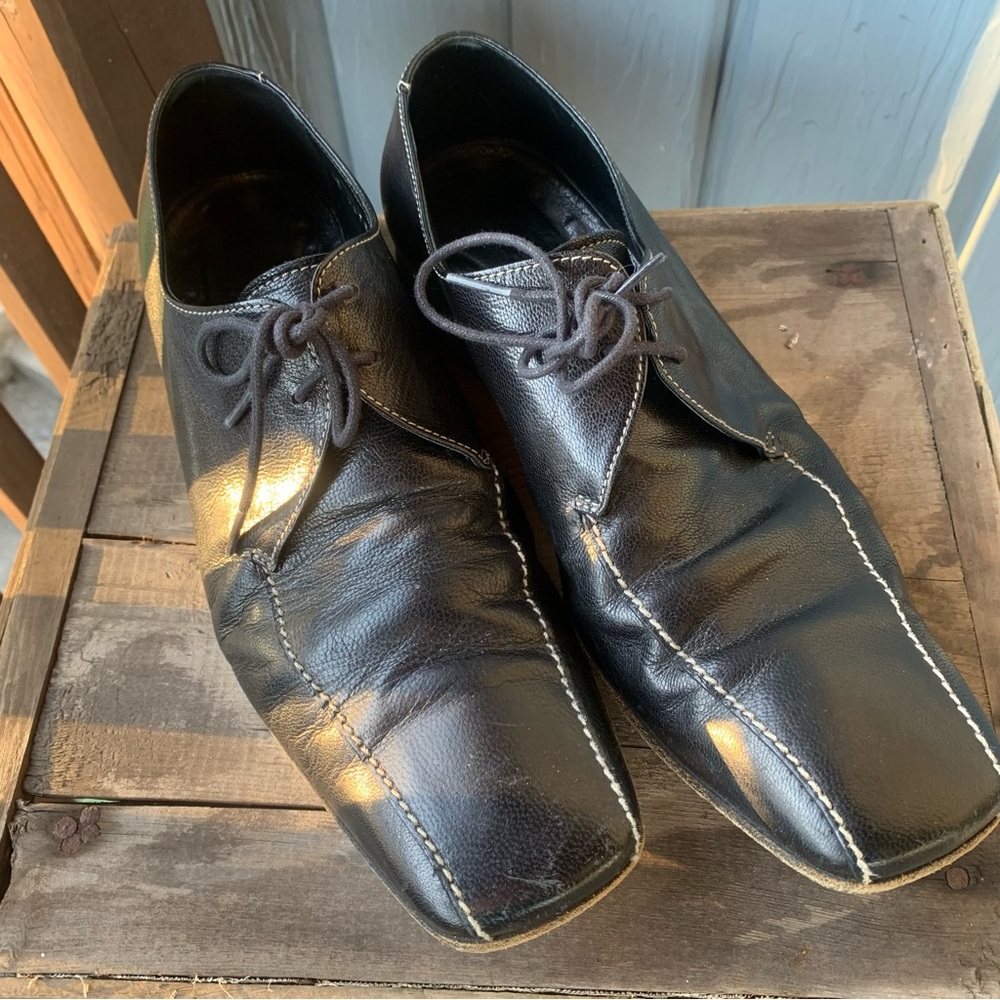 Prada Square Almond Toe Lace Up